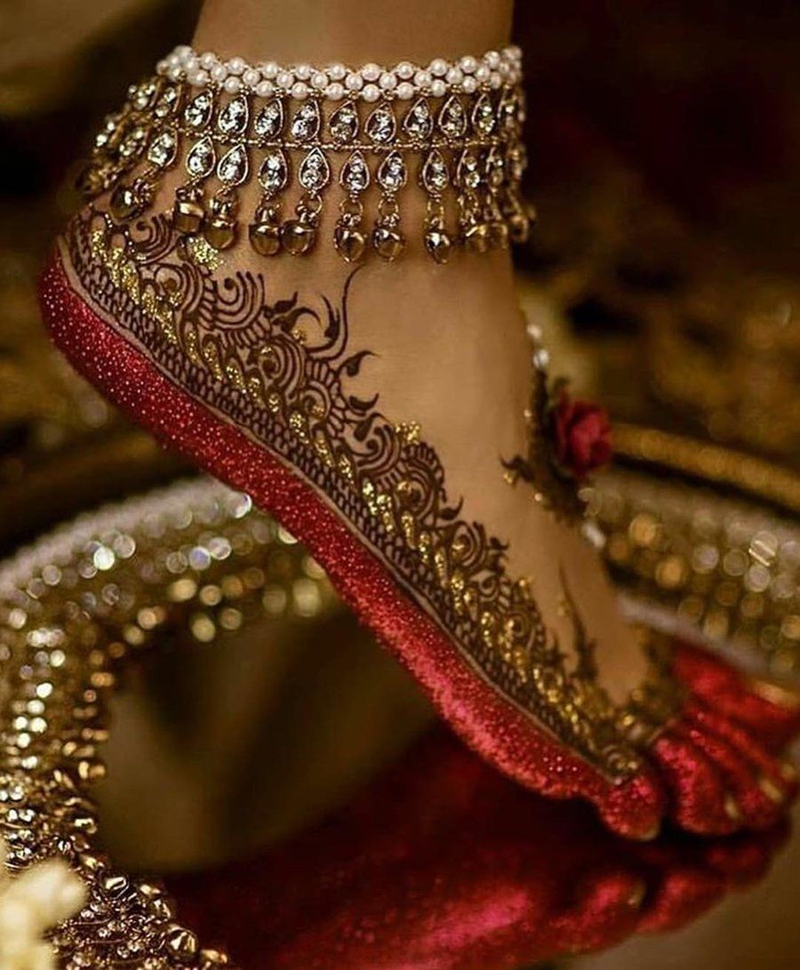 Wedding on sale anklets designs